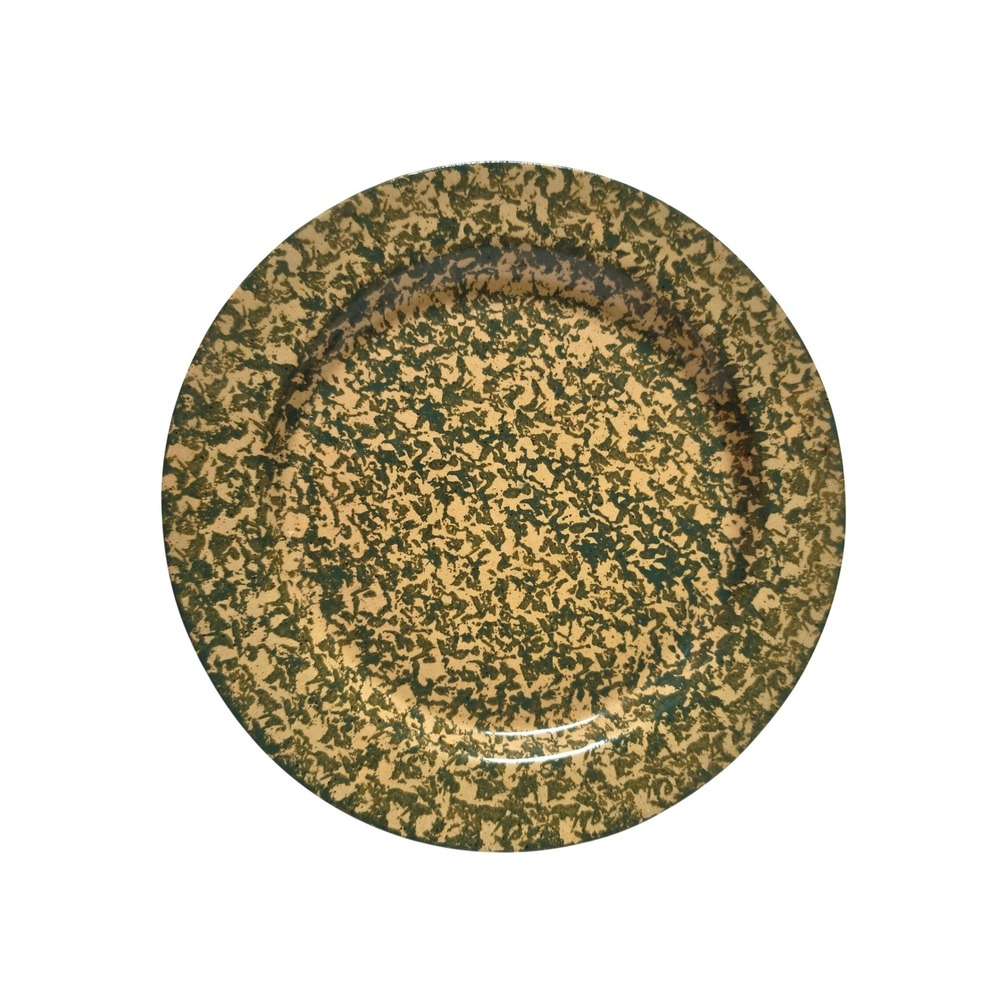 Three Rivers Pottery 1997‎ Green Sponge Ware Plate Coshocton Ohio Vintage 71 AMY